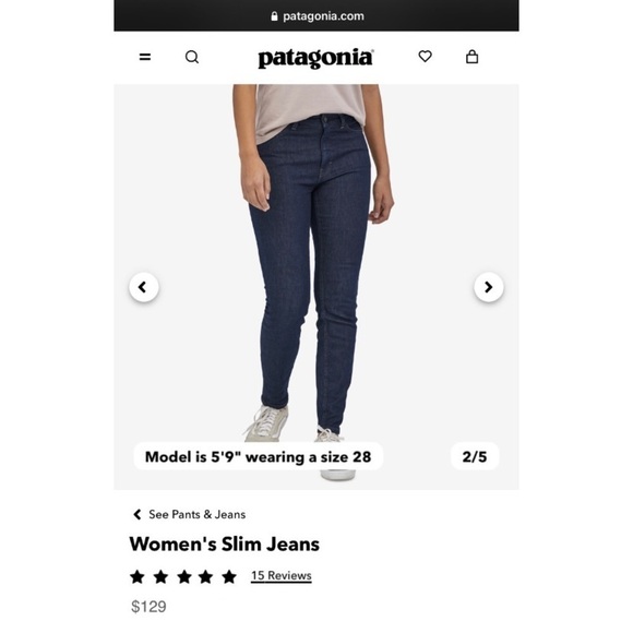 PATAGONIA Women's Organic Cotton Denim Slim Jeans Straight Leg 28 x 29 sz. 6 NWT - Picture 1 of 11